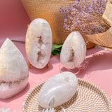 Natural moss agate free form crystal with green inclusions for healing and decoration