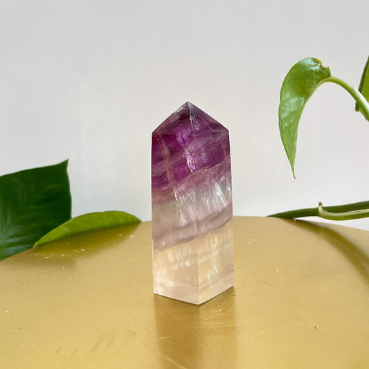 Natural Fluorite Crystal Tower Point Purple to Clear Gradient Healing Stone