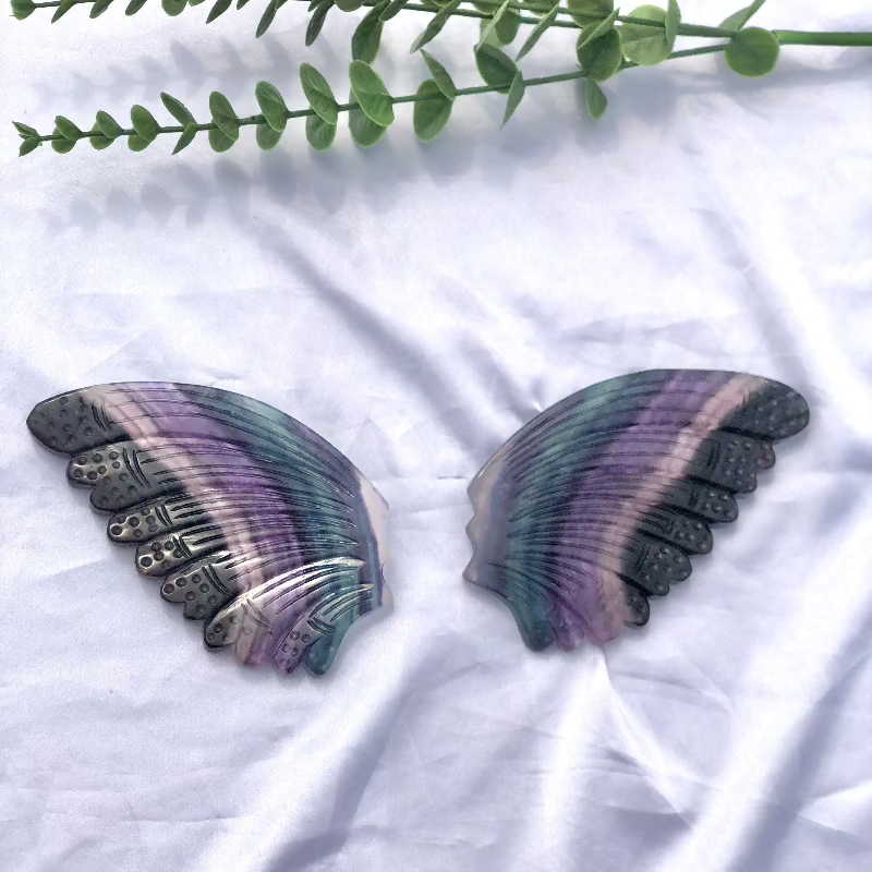 Handcrafted opal aura crystal butterfly wings with purple and teal iridescent colors