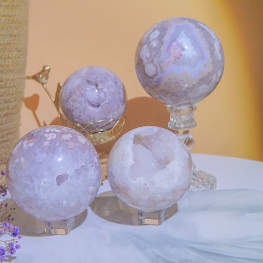 Premium Pink Amethyst Sphere Crystal Ball on Display Stand
