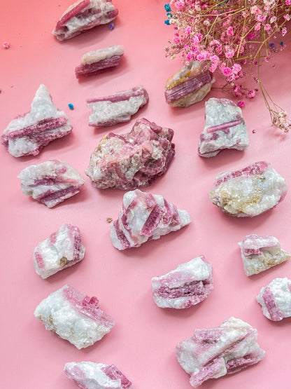 Wholesale raw pink tourmaline crystal cluster with natural formations
