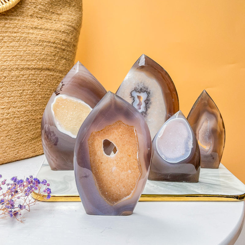 Premium Wholesale Agate Crystal Slab with Natural Banding