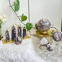 Natural Black Flower Agate Crystal Sphere with Unique Floral Patterns