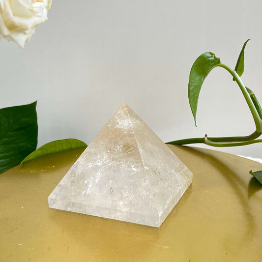 Authentic Clear Quartz Orgone Pyramid for Energy Balancing and Wealth