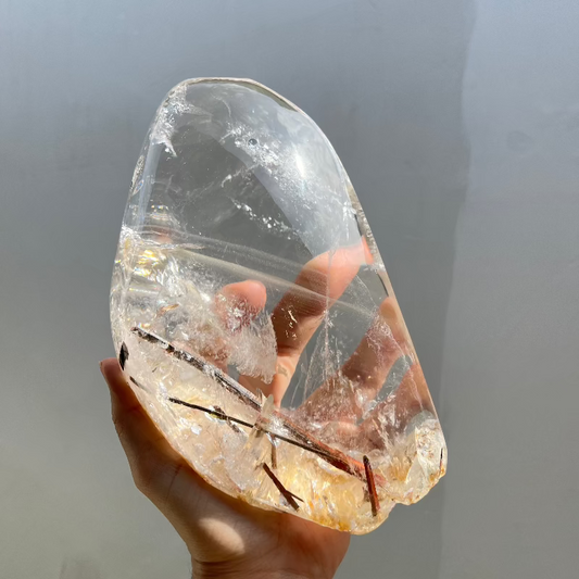 Premium rutilated quartz crystal with golden needle inclusions for healing and collection
