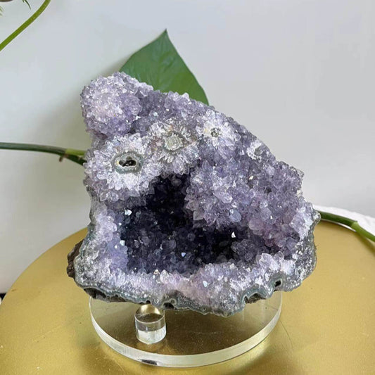 Natural raw amethyst crystal cluster with deep purple crystalline formation
