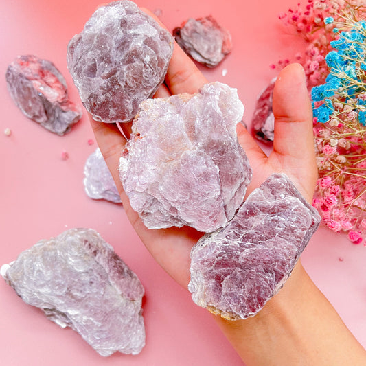 Raw lepidolite purple crystal chunk for anxiety relief and emotional healing