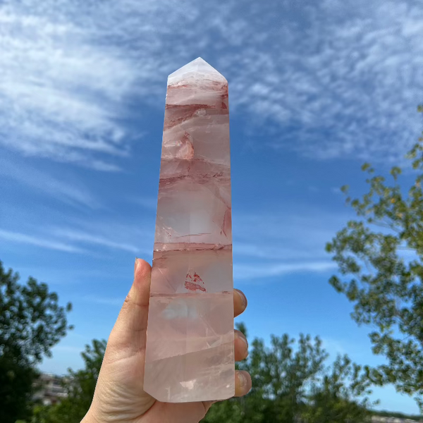 Rose Quartz with Ice Quartz healing properties wholesale crystal