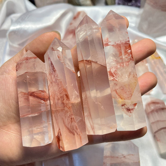 Natural Rose Quartz with Ice Quartz crystal healing stone wholesale