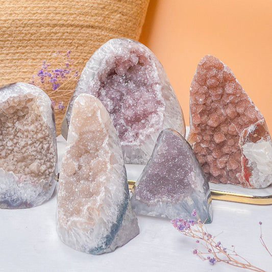 Natural sugar druzy quartz crystal cluster with sparkling points